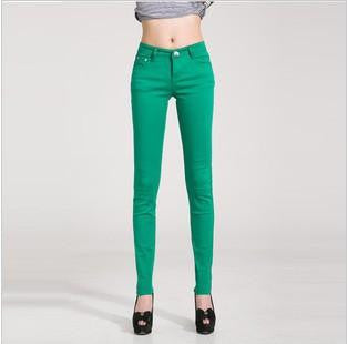 Women Pants Brief Style Trousers Solid Candy Color Plus Size Slim Fit Pencil Jeans For Female