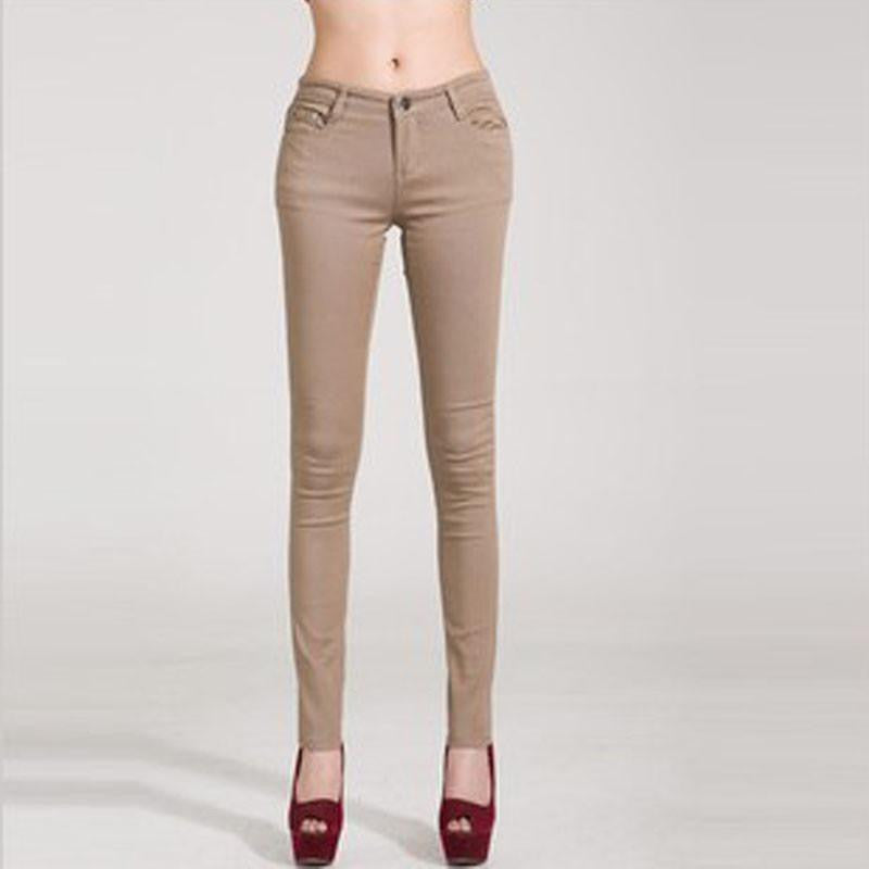 Women Pants Brief Style Trousers Solid Candy Color Plus Size Slim Fit Pencil Jeans For Female