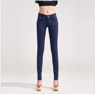 Women Pants Brief Style Trousers Solid Candy Color Plus Size Slim Fit Pencil Jeans For Female