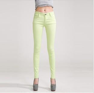 Women Pants Brief Style Trousers Solid Candy Color Plus Size Slim Fit Pencil Jeans For Female