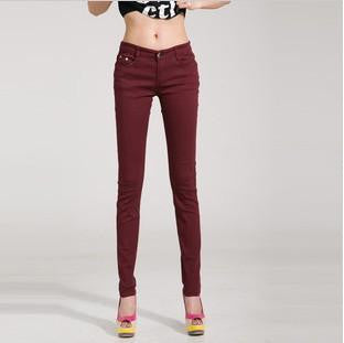 Women Pants Brief Style Trousers Solid Candy Color Plus Size Slim Fit Pencil Jeans For Female