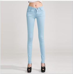 Women Pants Brief Style Trousers Solid Candy Color Plus Size Slim Fit Pencil Jeans For Female