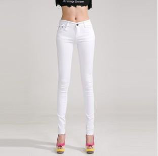 Women Pants Brief Style Trousers Solid Candy Color Plus Size Slim Fit Pencil Jeans For Female