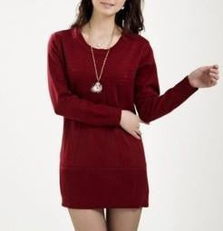 Women Knitted Dress Ladies Casual Turtleneck And O-neck Plus Size O-Neck Women Plus Size Winter Dresses WZQ039