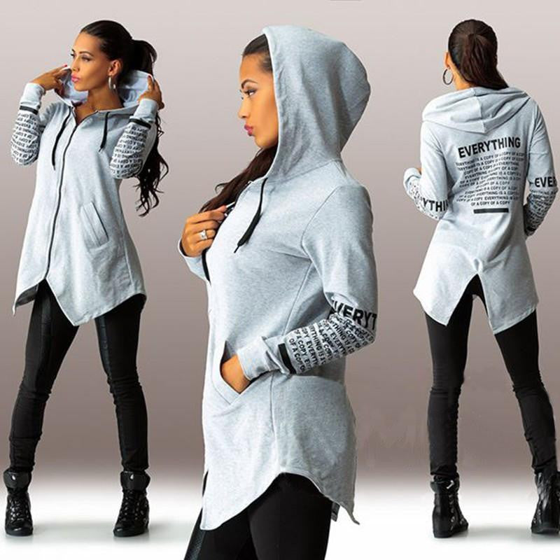 Women Hoodies sweatshirts letter long-sleeved hooded Plus Size Sportswear