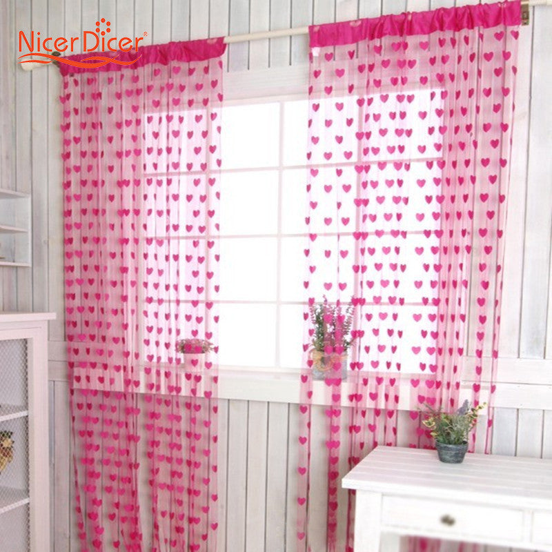 Chic Curtain Window Loving Heart Pattern Vestibule Floral Tassel Strin