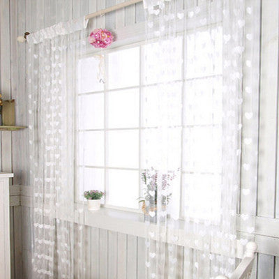Chic Curtain Window Loving Heart Pattern Vestibule Floral Tassel String Balcony Lifting Sheer Valance Scarf Room Decor