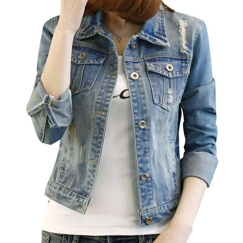 Women Blouse Fashion Oversized Women Denim Jacket Slim Cool Women Jeans Jacket