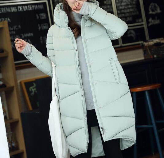 Fashion Long Coat Slim Thickened Turtleneck Warm Jacket Cotton Padded Zipper Plus Size Outwear Casacos 4 Colors