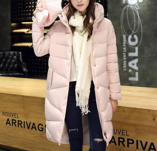 Fashion Long Coat Slim Thickened Turtleneck Warm Jacket Cotton Padded Zipper Plus Size Outwear Casacos 4 Colors