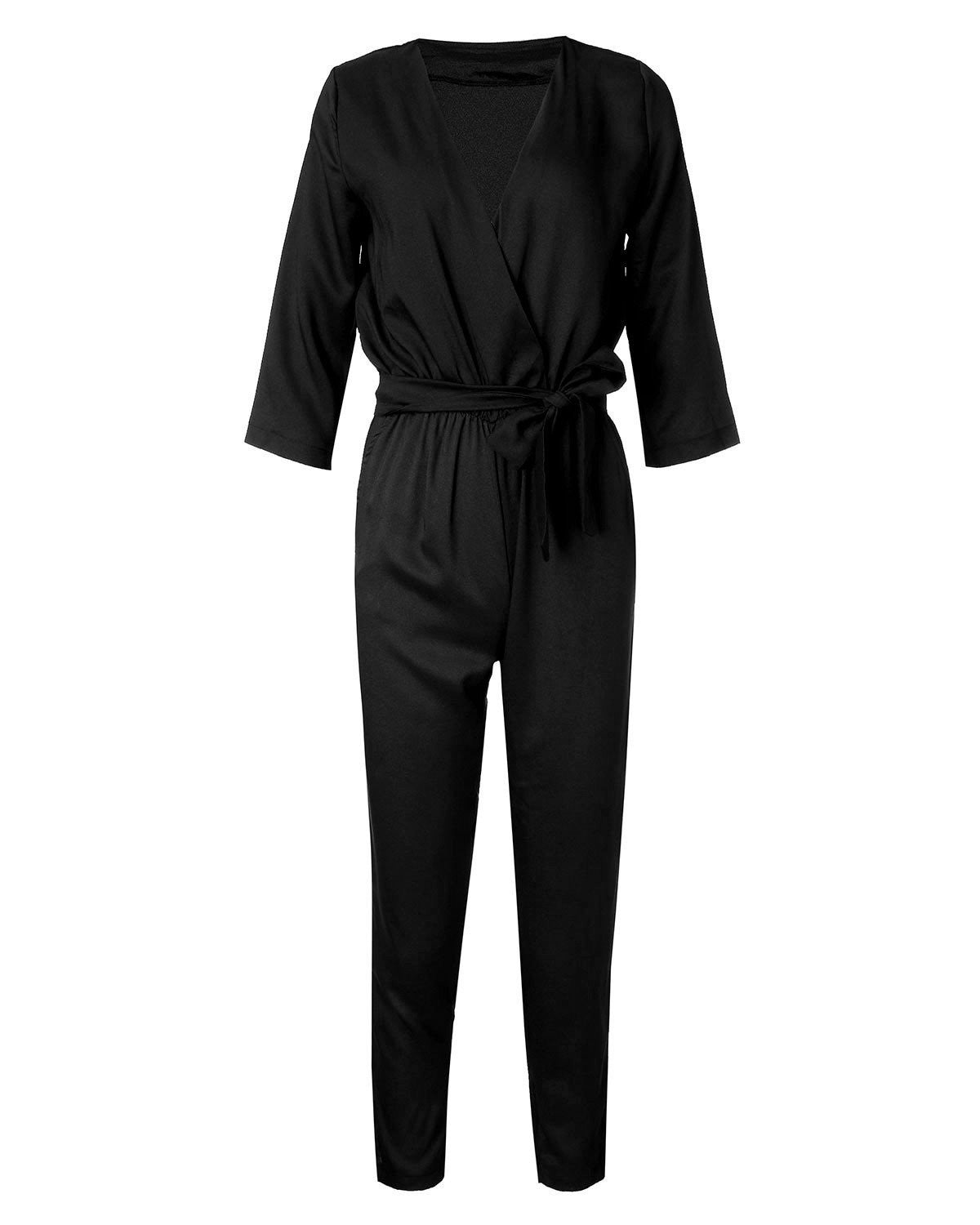 Online discount shop Australia - New Arrival Women Jumpsuits  Bodysuit Half Sleeve V Neck Casual Elegant Ladies Long Office OL Rompers Overalls