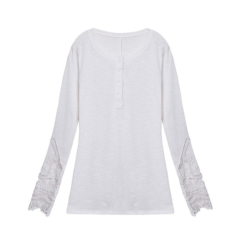 Online discount shop Australia - Ladies Women Tops Lace Long Sleeve O-Neck Casual Blouse S-4XL