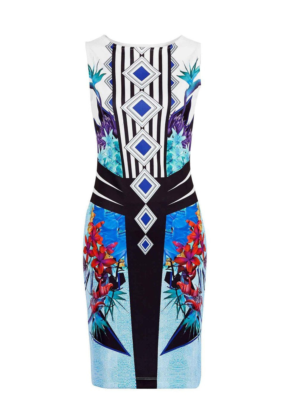 Women Dress Prom Cocktail Party Bodycon Tropical Floral Print summer Dress Desigual 2161