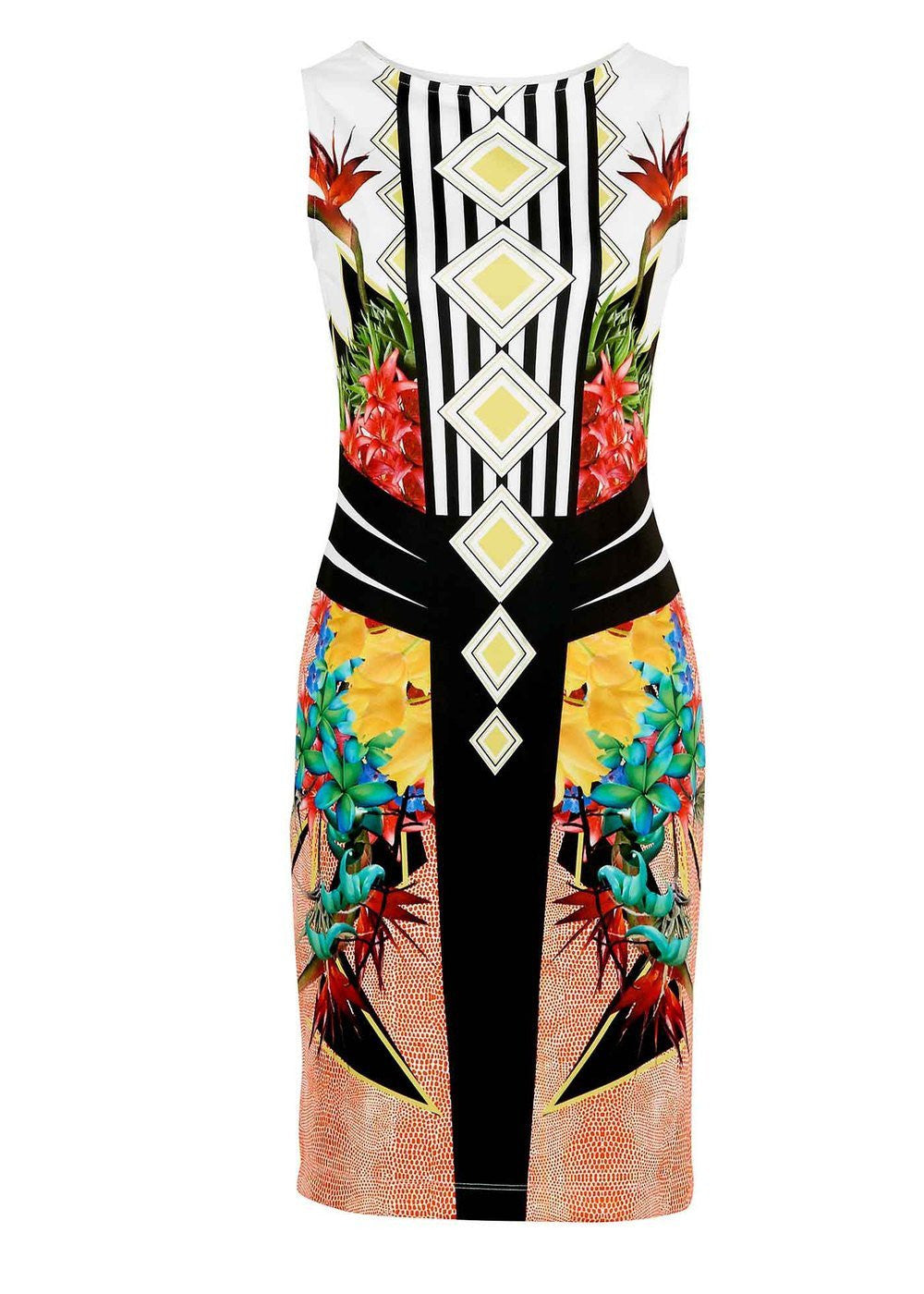 Women Dress Prom Cocktail Party Bodycon Tropical Floral Print summer Dress Desigual 2161