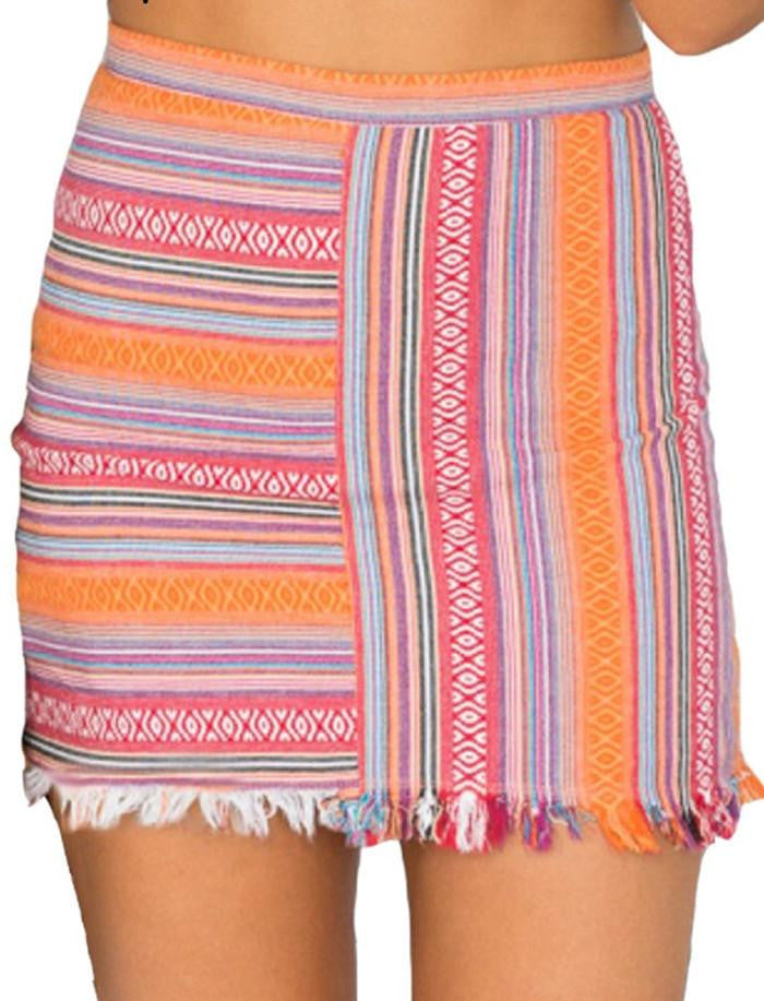 vintage high waist women mini skirt style bodycon pencil skirt Ethnic striped short girls skirts