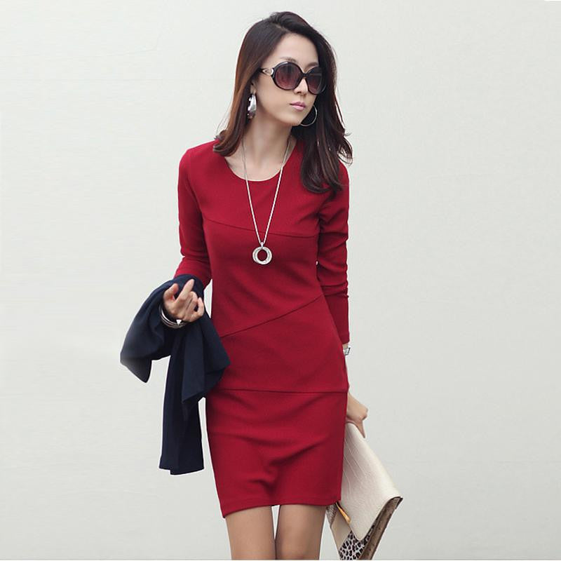 Women Dresses Warm Package Hip Dress Plus Size Long Sleeve Ukraine Work Wear Ladies Office Dress Elegant Clothing