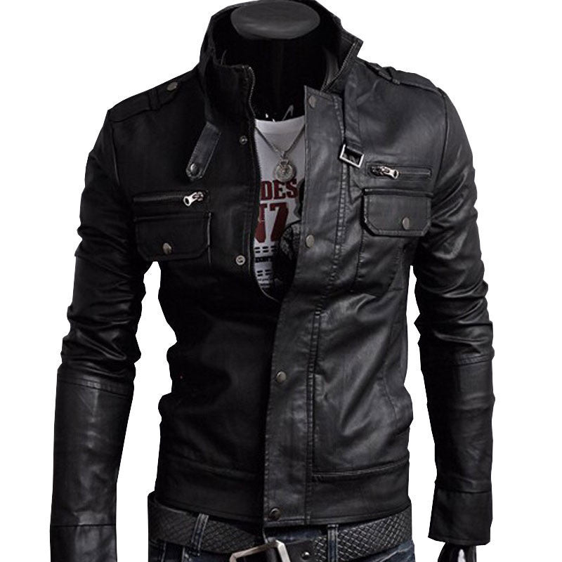Online discount shop Australia - Classic Style Motorcycling PU Leather Jackets Men Slim Male Motor Jacket Men's Clothes MWP148