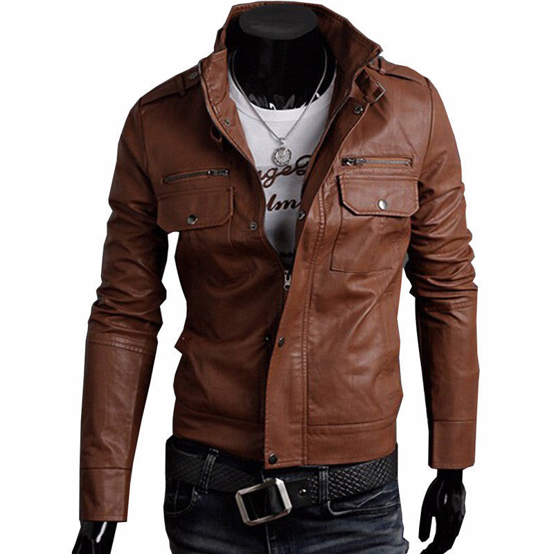 Online discount shop Australia - Classic Style Motorcycling PU Leather Jackets Men Slim Male Motor Jacket Men's Clothes MWP148