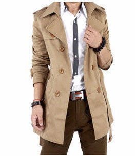 Online discount shop Australia - Men's windbreaker jacket men new double breasted coat slim long windbreaker male trendsetter