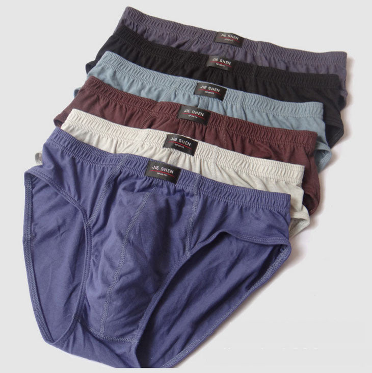 Online discount shop Australia - cotton underwear ultra-large size men's briefs male solid color underpants