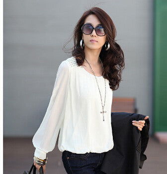 Womens Tops Shirt Women Clothes Chiffon Blouse Loose Plus Size Blouses Long Sleeve