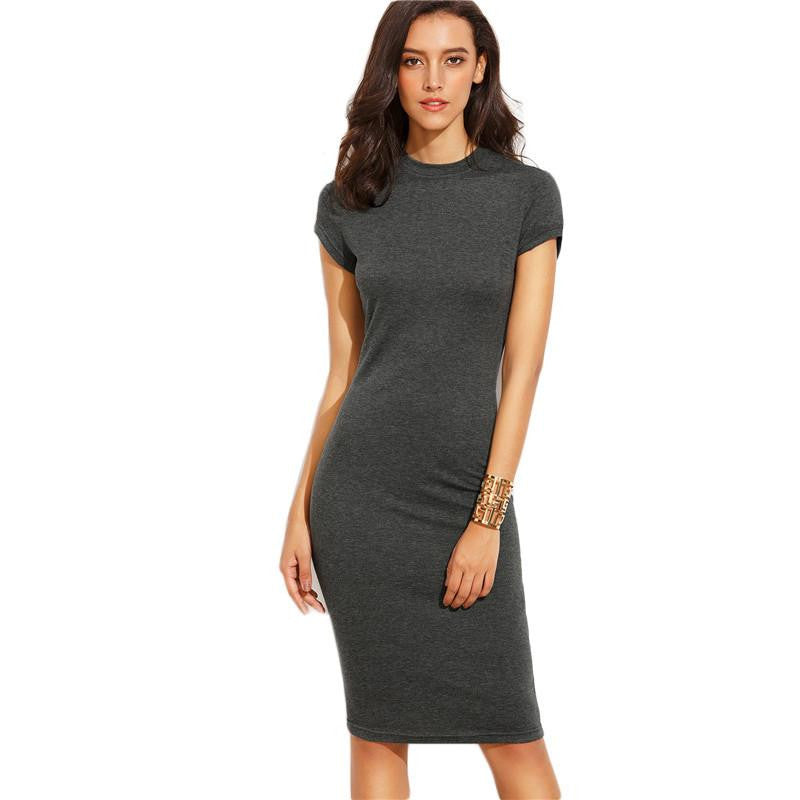 Summer Office Arrival Women's Bodycon Dresses Short Sleeve Crew Necl W Summer Office Arrival Women's Bodycon Dresses Short Sleeve Crew Necl W