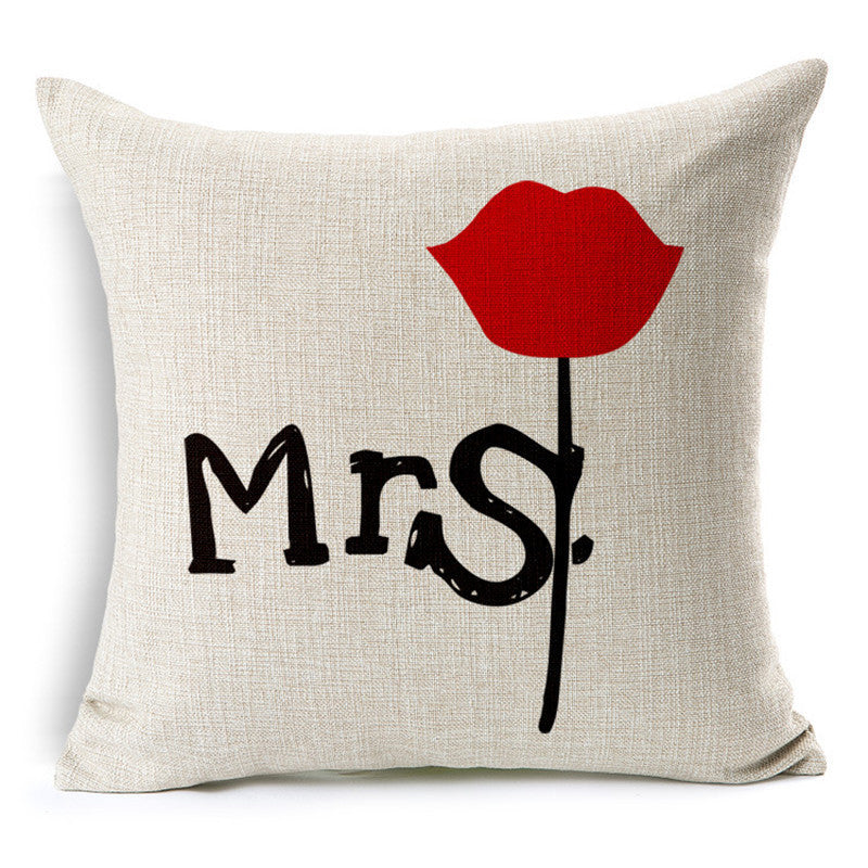 Online discount shop Australia - Mr Right And Mrs Always Right Cushion Printed Linen Pillowcase For Sofa Furniture & Home Decorative