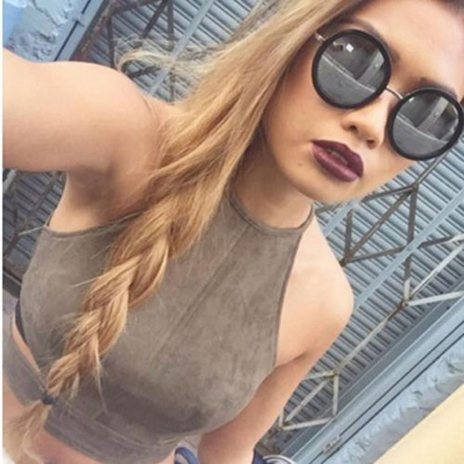 Suede Crop Top Women Cropped Fashion Tanks Tops Style Vest Sleeveless Suede Bralette Bandage Camisole 10