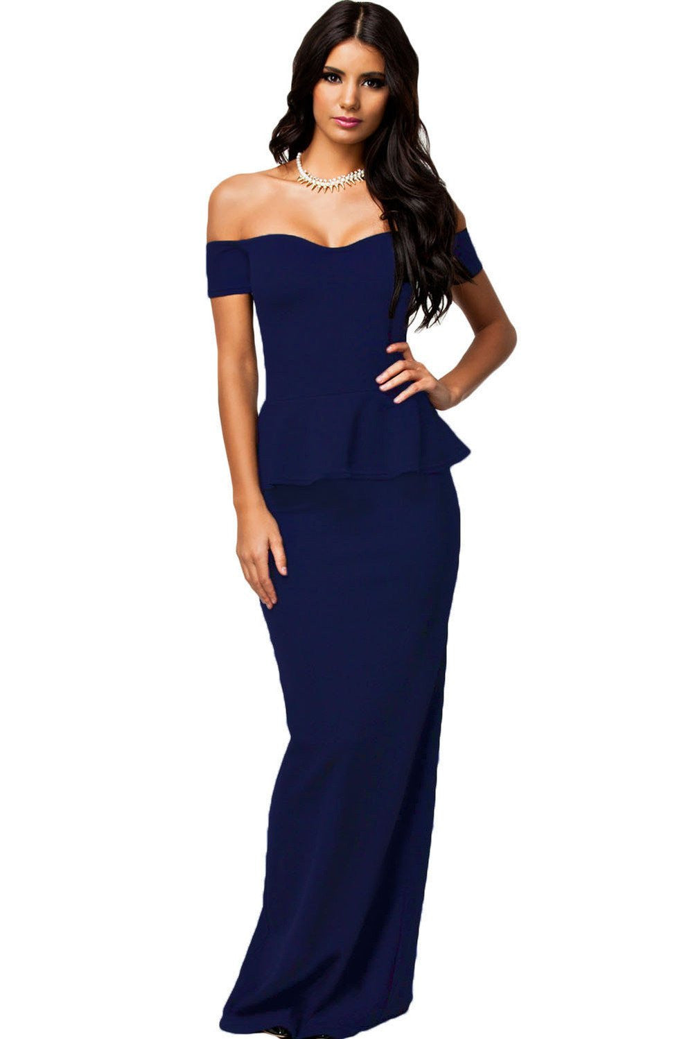 Women Dress 3 Colors Peplum Dress With Off shoulder Maxi Dress LC6244 plus size M-XXL Party Dress Vestidos