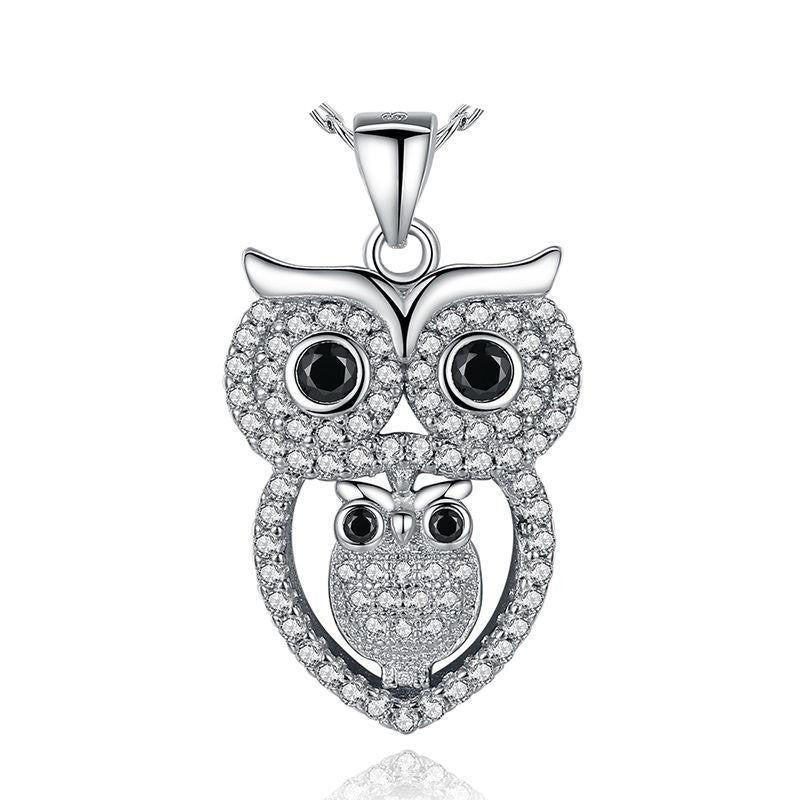 Vintage Owl Pendant Necklace with AAA Austrian Zircon White Gold Plated Summer Collection Animal Jewelry YIN047