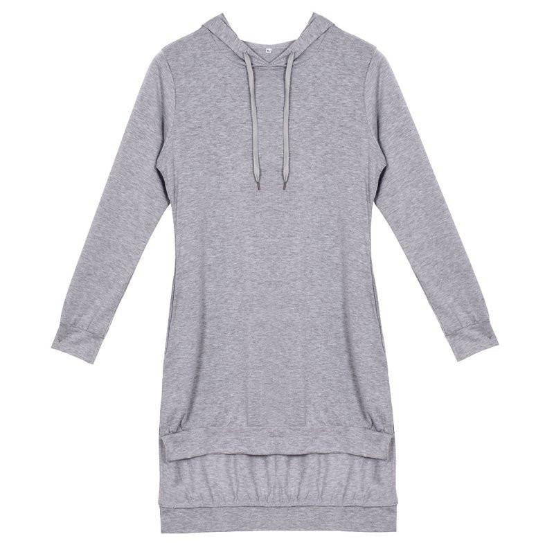 Women Casual Hat Hoodie Tops Long Sleeve workout Sweatshirts Hooded Mini Dress 3 Colors