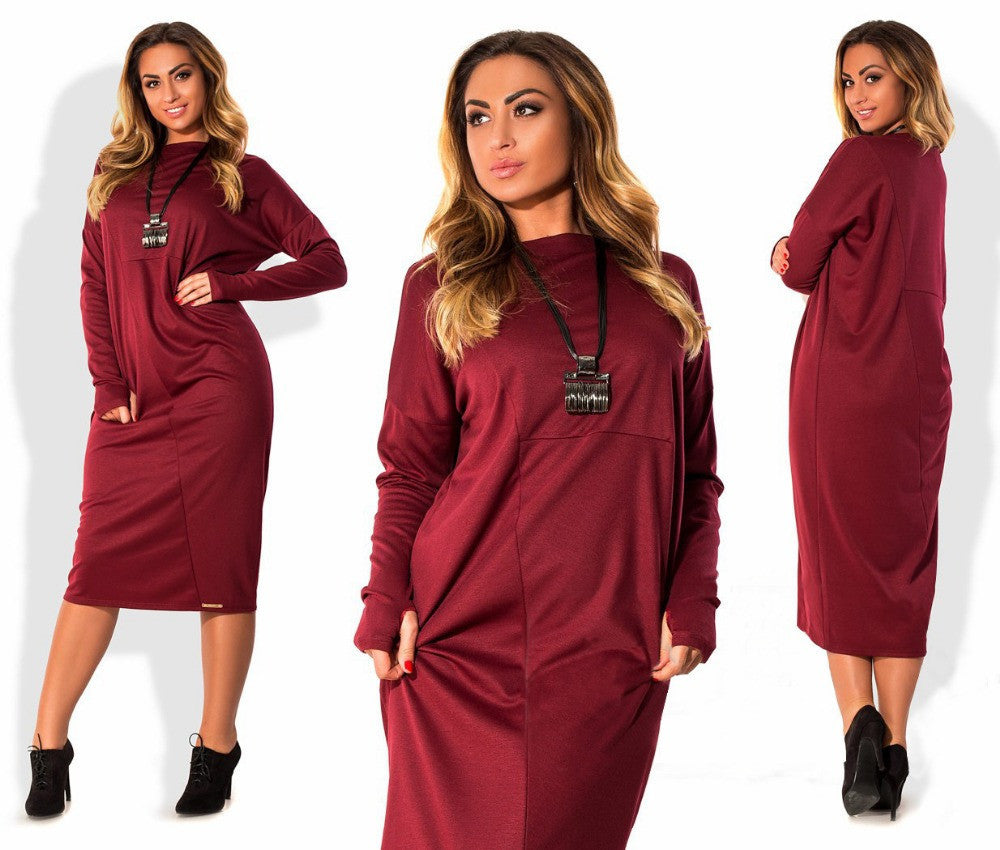 Online discount shop Australia - 5XL 6XL Large Size 2017 Spring Winter Dress Big Size Long Sleeve Casual Dress Red Yellow Straight Dress Plus Size Women Clothing
