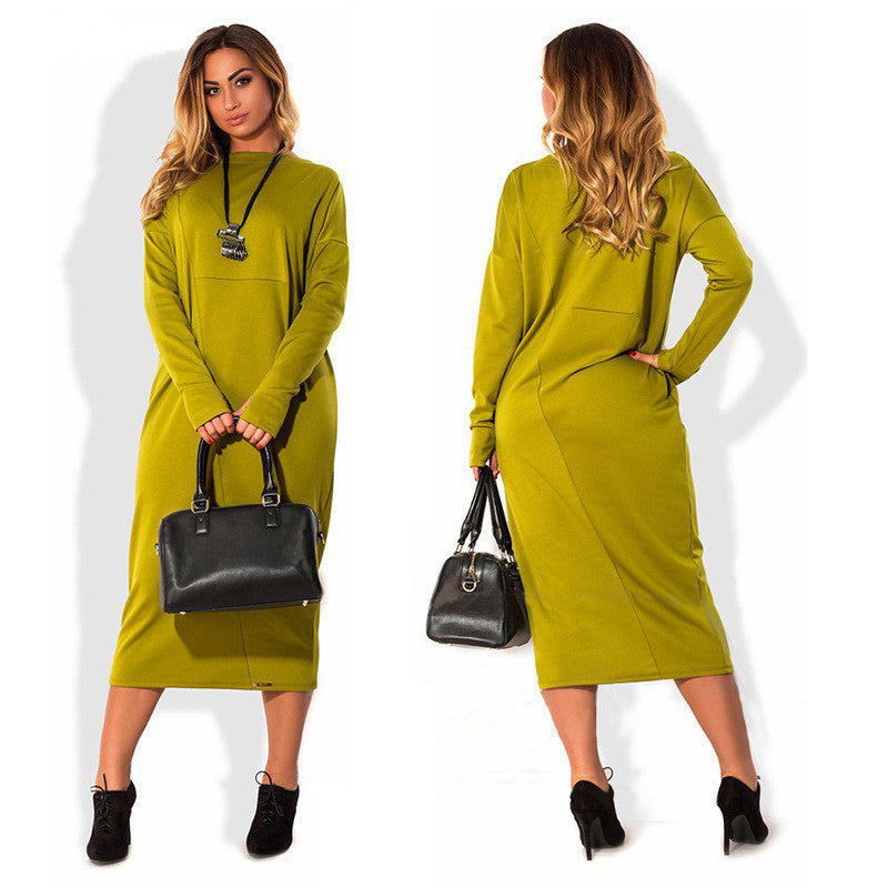 Online discount shop Australia - 5XL 6XL Large Size 2017 Spring Winter Dress Big Size Long Sleeve Casual Dress Red Yellow Straight Dress Plus Size Women Clothing