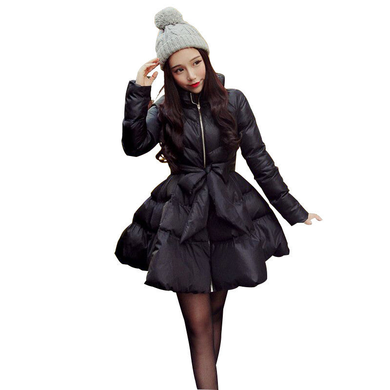 Online discount shop Australia - New Arrival Bow Waist Fluffy Skirt A Warm Coat Jacket Parkas For Women  Down And Parkas Long