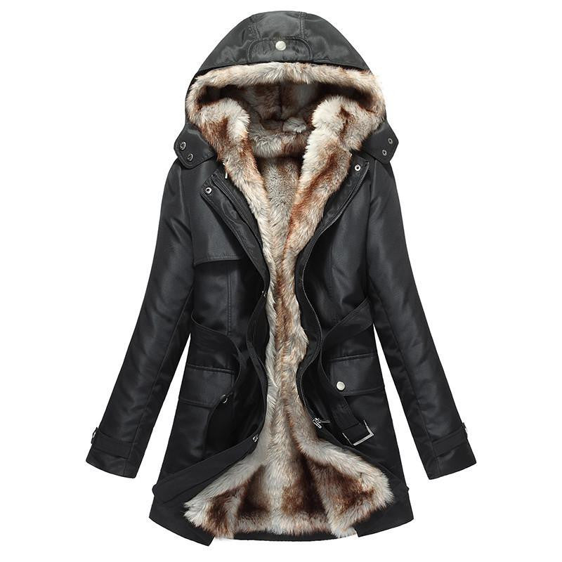 Women Coats And Jackets Faux Fur Woman Warm Parka Hood Coat Plus Size 3XL Oversized Basic Jacket