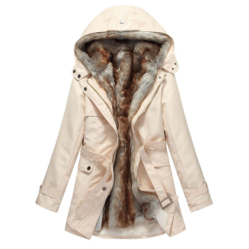 Women Coats And Jackets Faux Fur Woman Warm Parka Hood Coat Plus Size 3XL Oversized Basic Jacket