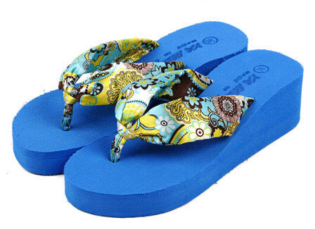 Online discount shop Australia - Bohemia flower Women flip flops platform wedges women sandals platform flip slippers beach shoes