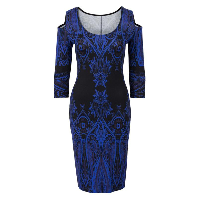 Tribal Print Casual Dresses Bodycon Cut Out Off Shoulder Dress Women E Tribal Print Casual Dresses Bodycon Cut Out Off Shoulder Dress Women E