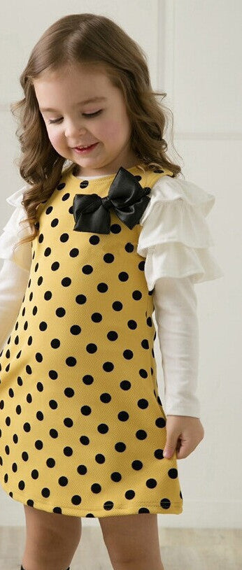 Online discount shop Australia - Children clothing girls polka dot dress long-sleeve kids girls princess dress