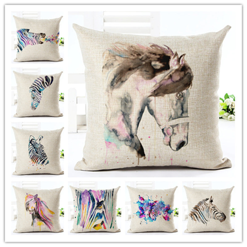 Online discount shop Australia - New Arrival Creative Cartoon Style Zebra Print Home Decor Cotton Linen Cushion Cover Seat Cushion