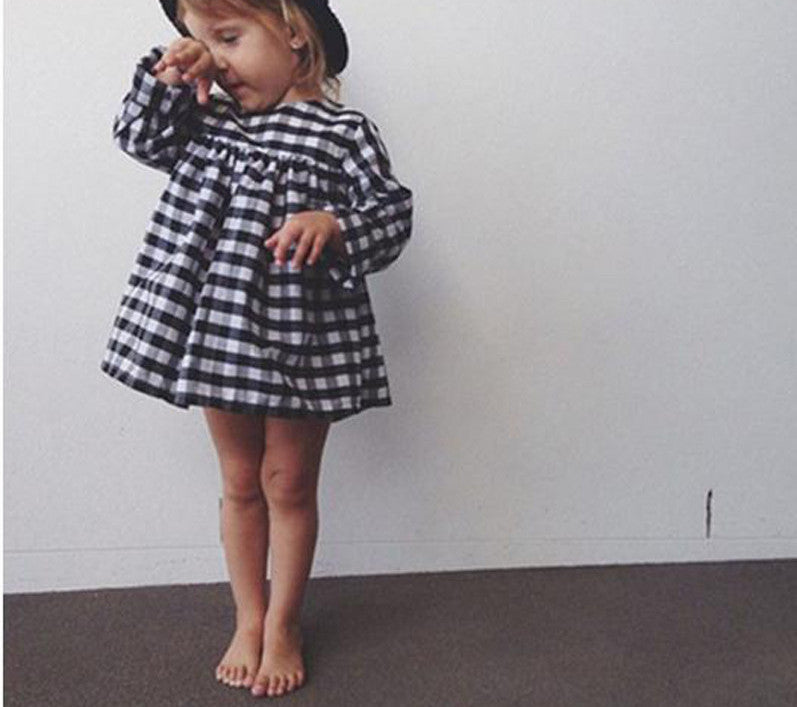 Online discount shop Australia - Kids new classic black and white plaid dress tutu baby girl