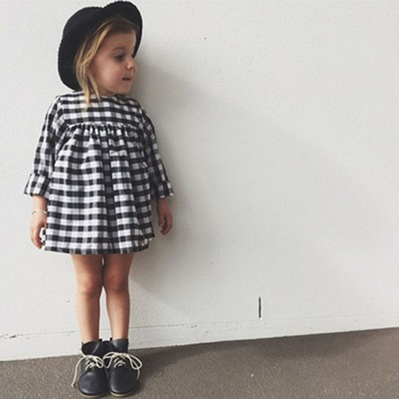 Online discount shop Australia - Kids new classic black and white plaid dress tutu baby girl