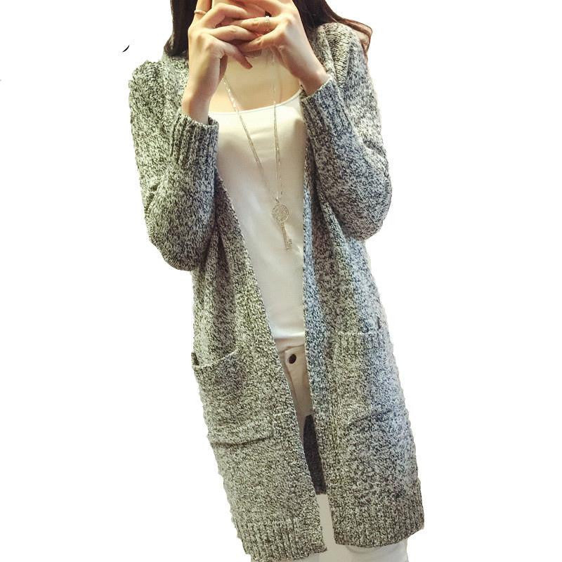 Outwear Cardigans Women Long Cardigan Coat Casual Gray Loose Knitted Sweater