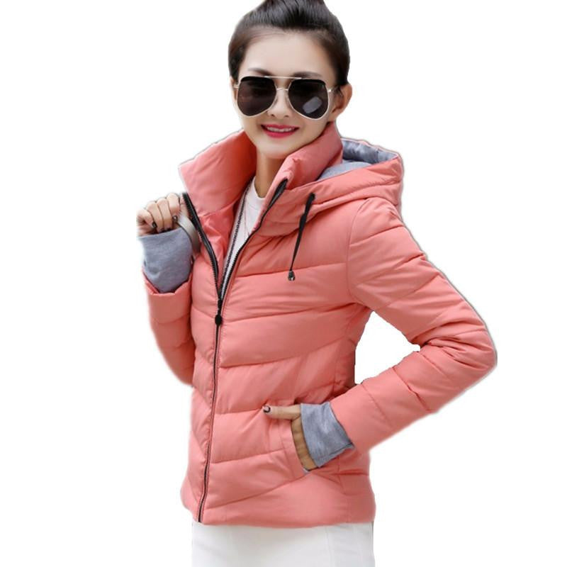 Womens Jackets Medium-Long Down Cotton Parka Plus Size Jacket Coat Slim Ladies Casual Clothing Navy and Black
