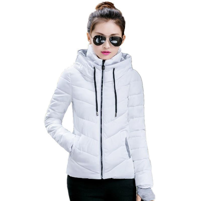 Womens Jackets Medium-Long Down Cotton Parka Plus Size Jacket Coat Slim Ladies Casual Clothing Navy and Black