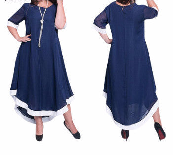 patchwork long maxi rockabilly chiffon dress loose plus size brief mid calf party dresses vetidos
