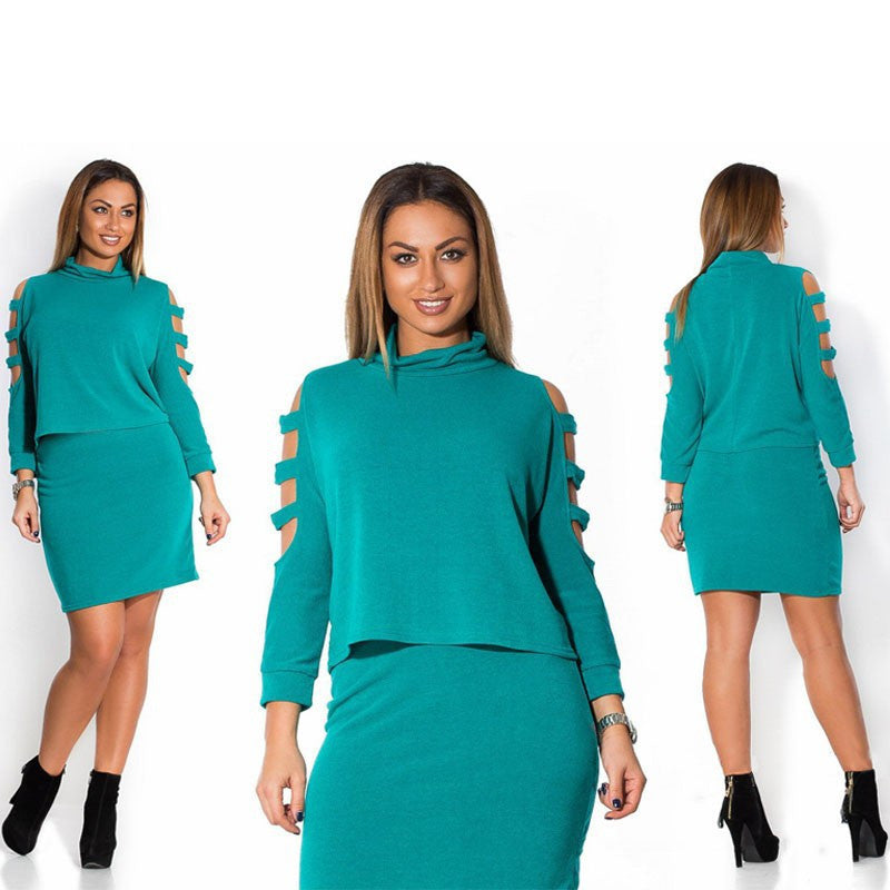 Online discount shop Australia - Fashionable Elegant Large Size Women Dresses Casual Clothing 5XL 6XL Plus Size Women O-neck Solid Knee-Length Dress Autumn