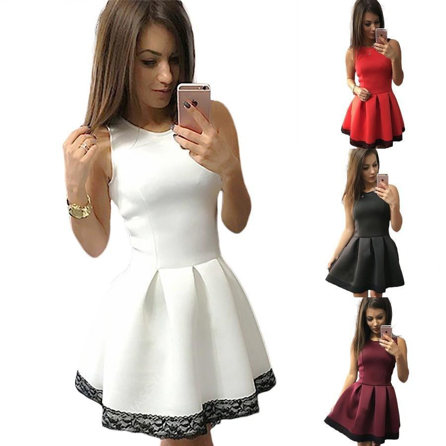 Women Summer Dress Beach Club Office Party Lace Crochet Vintage Ladies Short Woman Dresses