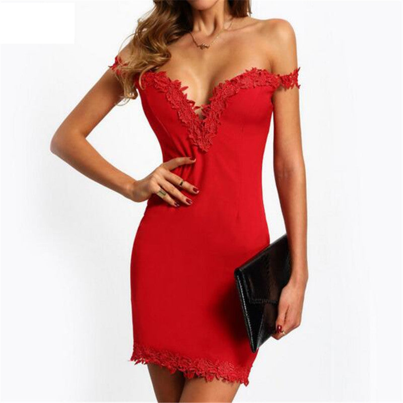 Online discount shop Australia - Elegant Summer Women Dresses Party Club Sexy Elegant Off Shoulder Black Red backless sexy dress Slim Tight Bodycon Dress