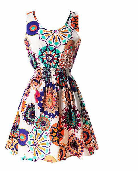 Summer Fashion Women Chiffon Sleeveless Sundress Beach Floral Tank Mini Dresses